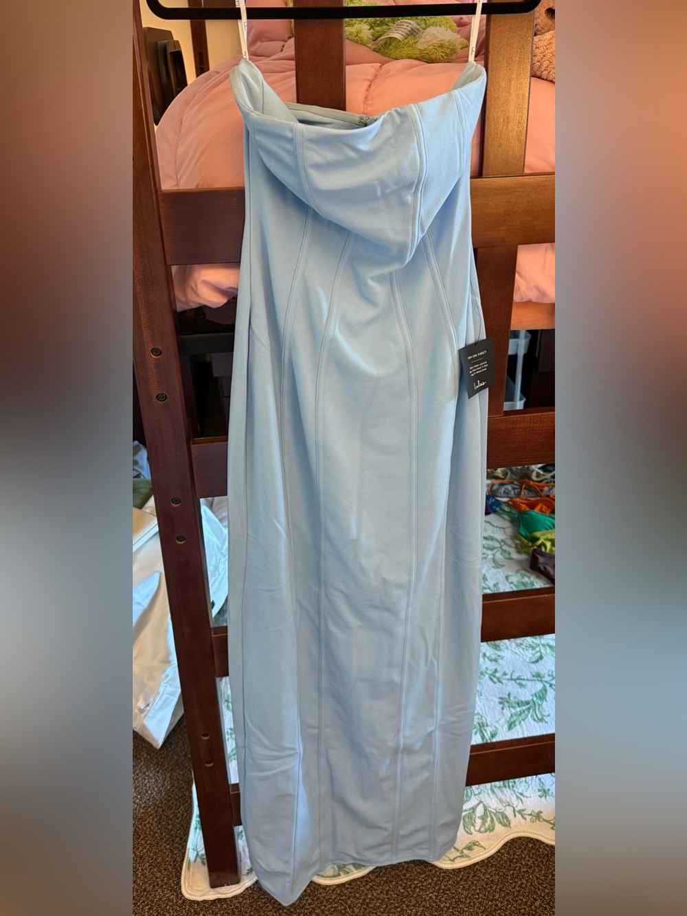 Lulu's Light Blue Strapless Maxi Dress with Corset seams
